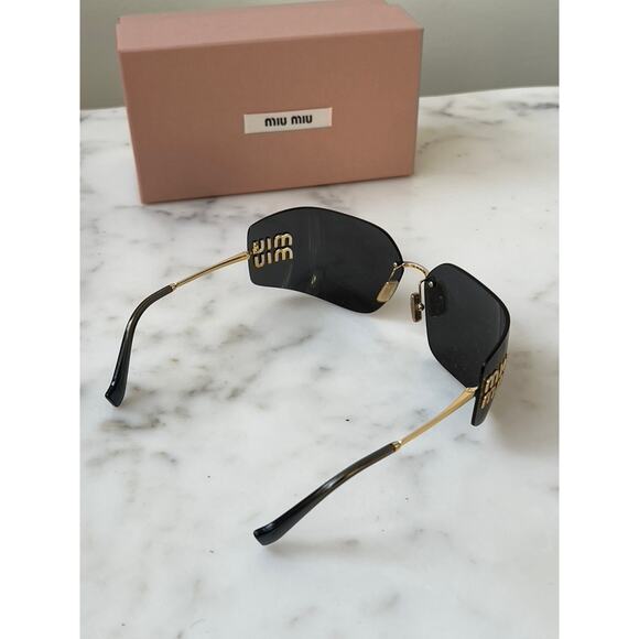 NEW Miu Miu MU54YS Dark Grey Shield Mask Sunglasses $610 - Picture 8 of 15